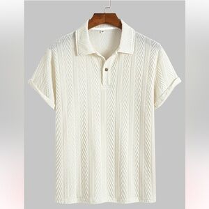 Men’s Regular Fit Plain Textured Polo Shirt, Casual Short Sleeve